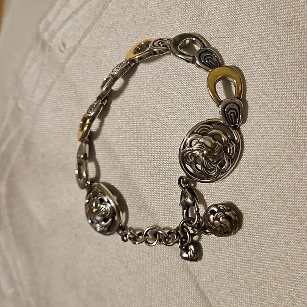 Brighton Flower Silver & Gold Tones Link Bracelet #134